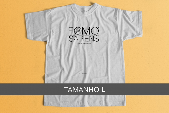 T-shirt de algodão: FOMO Sapiens (tamanho L – 2 cores)